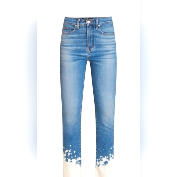 Veronica Beard Carly High Rise Bleach Above Ankle Crop Splatter Jeans Size 24 - Picture 2 of 8